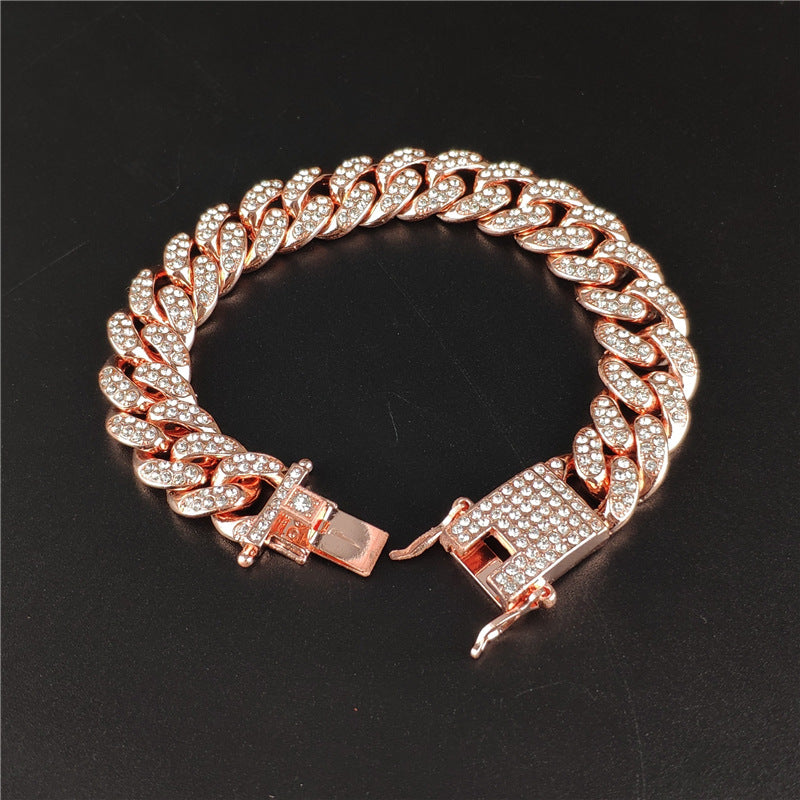 Hip-Hop Domineering Diamond Large Gold Cuban Chain Necklace